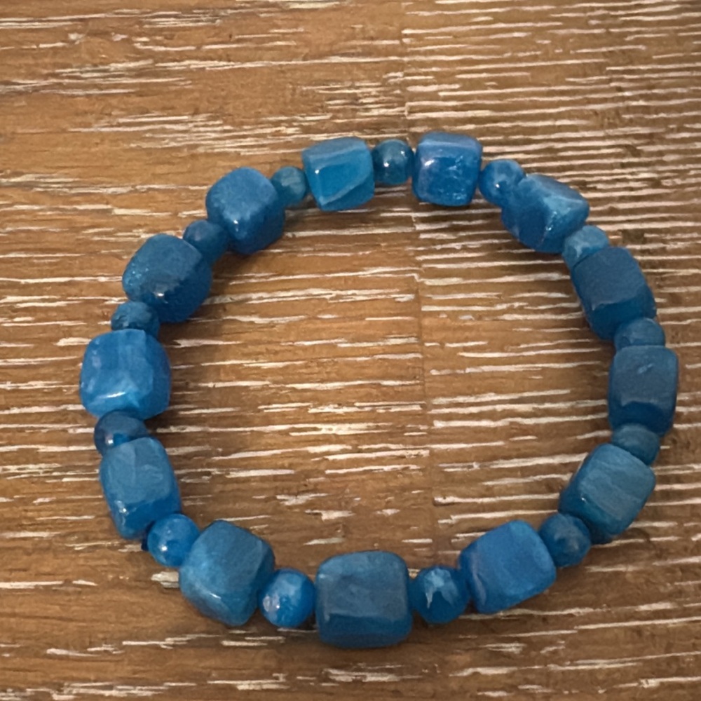 Blue Apatite Beaded Stretch Bracelet